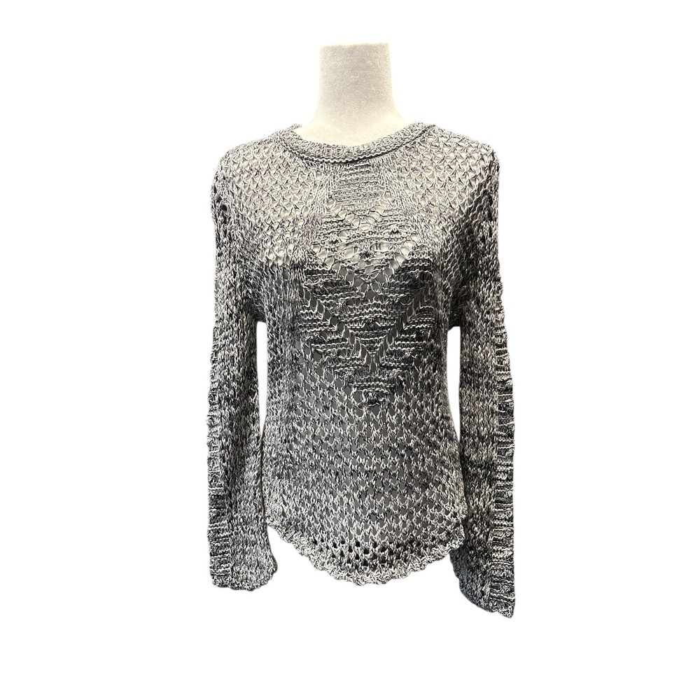NWOT‎ Tribal Jeans Marled Open Knit Crochet Sweater Bell Sleeve Women Size Small